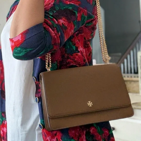 New Tory Burch Emerson Flap Adjustable Shoulder Bag moose - Picture 8 of 13